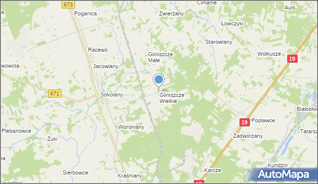 mapa Gliniszcze Wielkie, Gliniszcze Wielkie na mapie Targeo